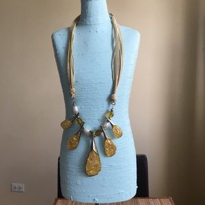 Rope necklace with yellow stones